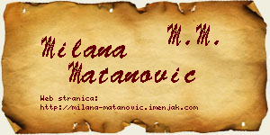 Milana Matanović vizit kartica